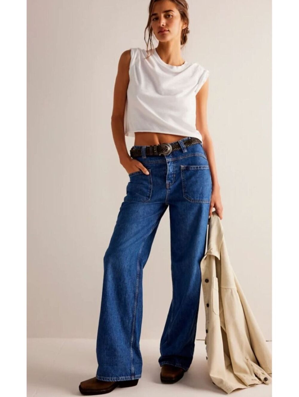 (SIZE 31, W17, R13, INSEAM 32) NWT FREE PEOPLE WE THE FREE PALMER CUFFED JEAN